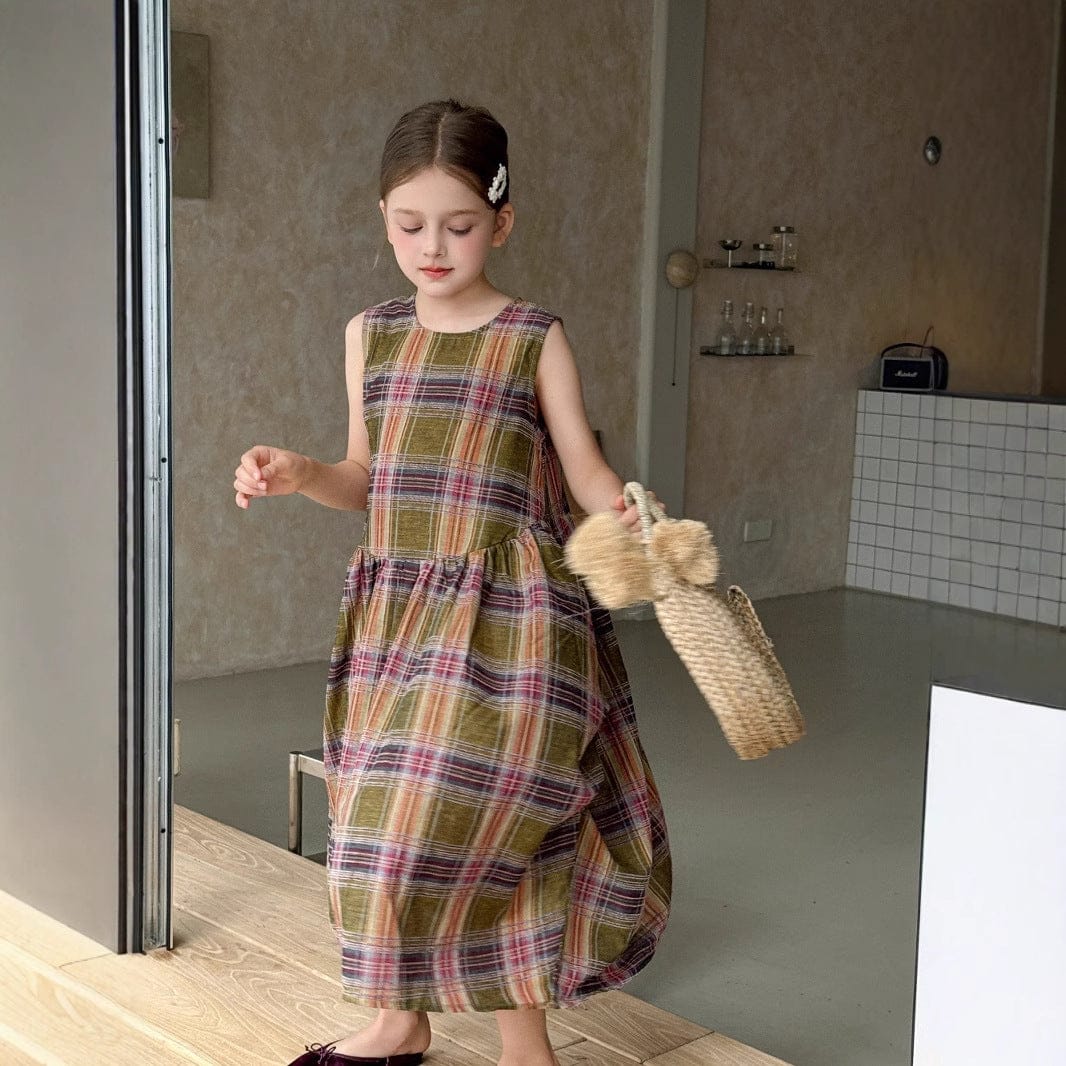 ノースリーブワンピース レトロチェックノースリーブワンピース【mh0010386】