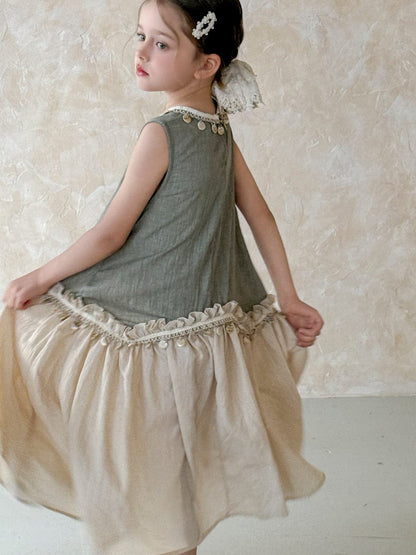 ノースリーブワンピース タッセルフリルノースリーブワンピース【mh0010387】