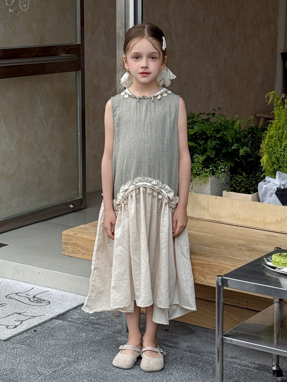 ノースリーブワンピース タッセルフリルノースリーブワンピース【mh0010387】