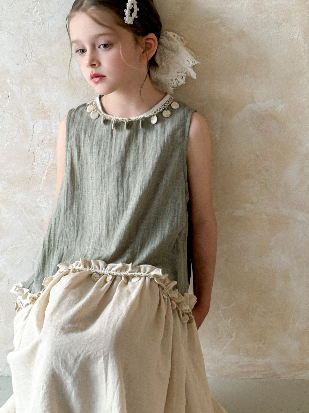 ノースリーブワンピース タッセルフリルノースリーブワンピース【mh0010387】