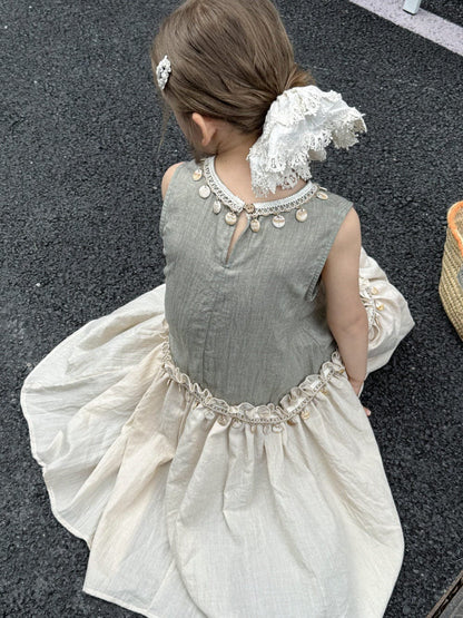 ノースリーブワンピース タッセルフリルノースリーブワンピース【mh0010387】