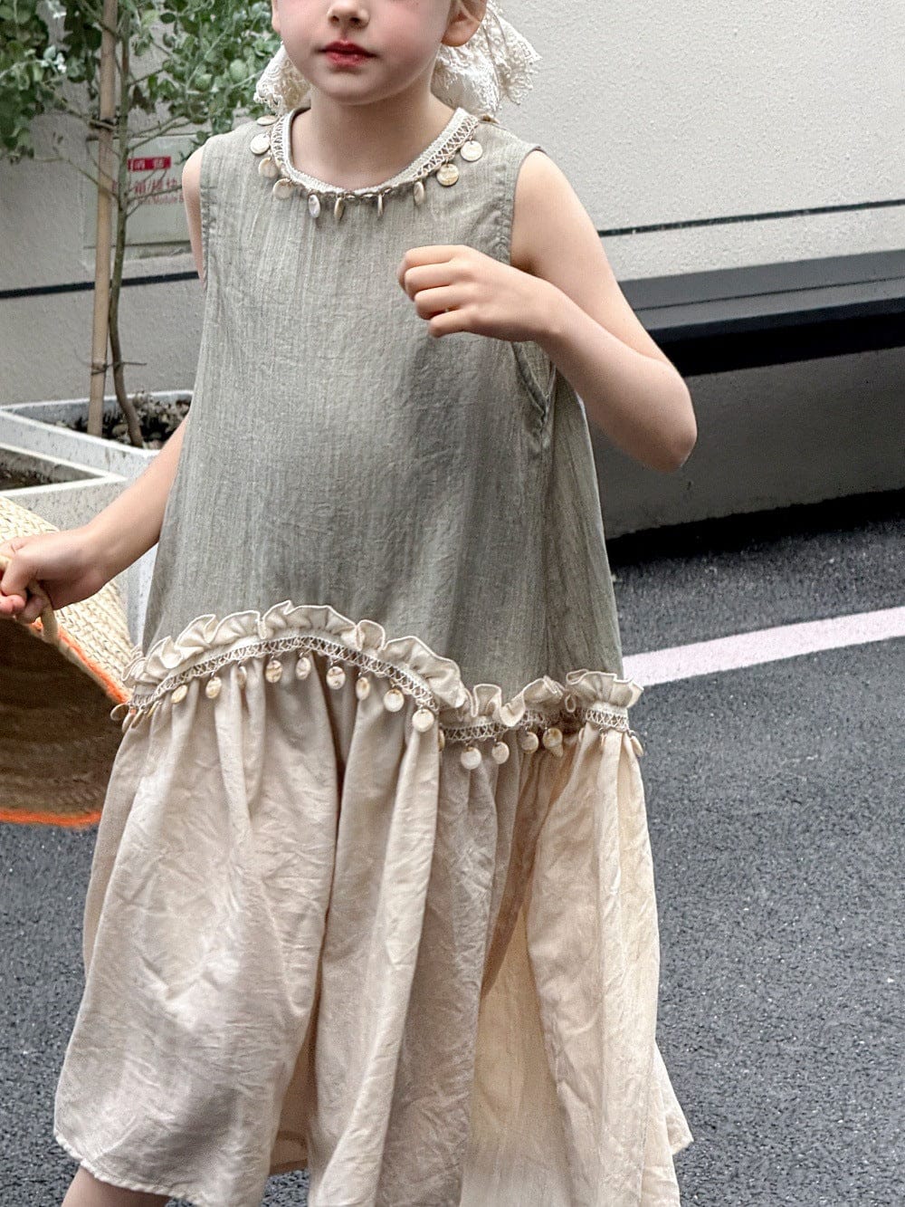 ノースリーブワンピース タッセルフリルノースリーブワンピース【mh0010387】