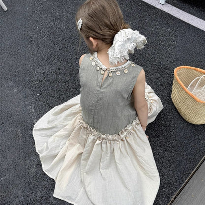 ノースリーブワンピース タッセルフリルノースリーブワンピース【mh0010387】