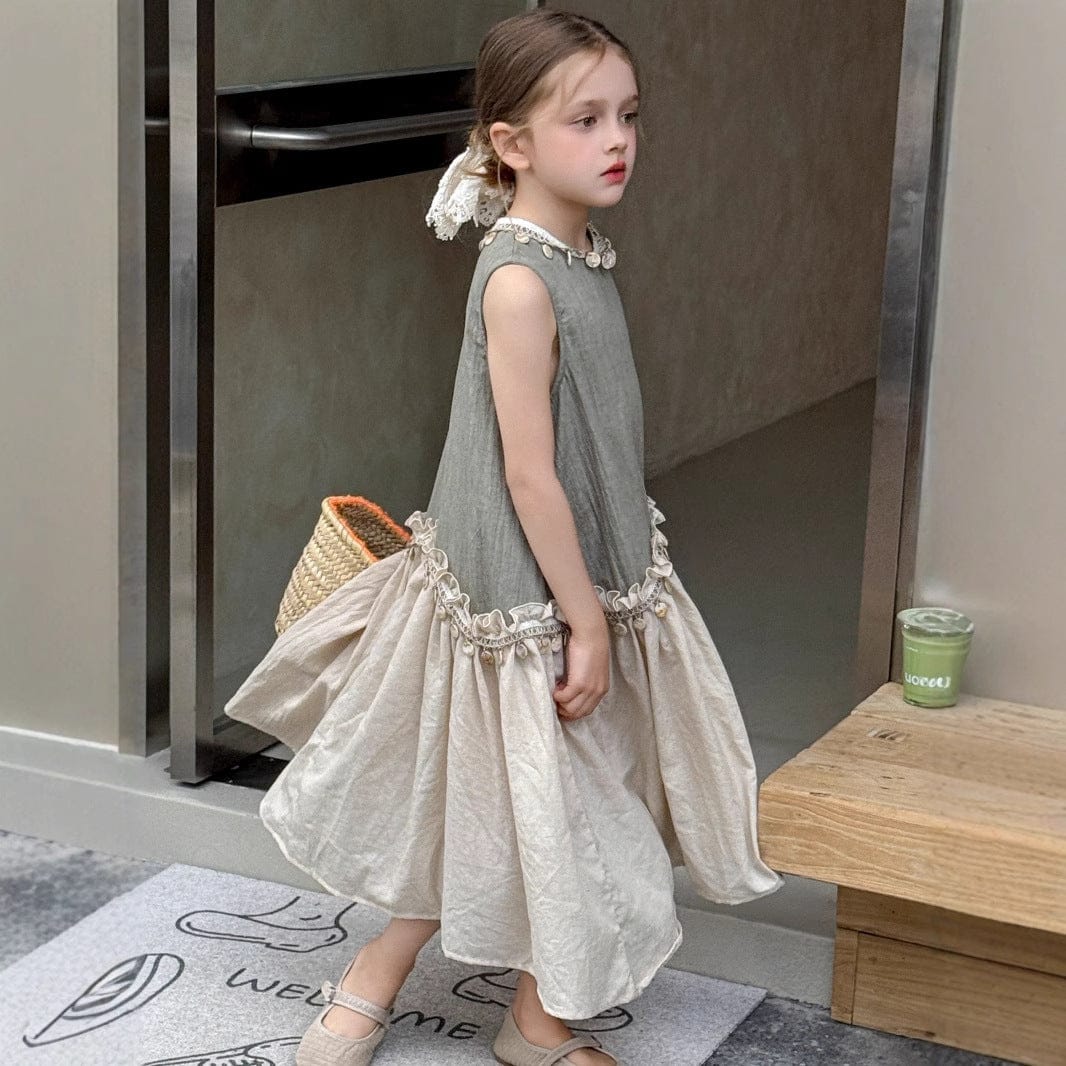 ノースリーブワンピース タッセルフリルノースリーブワンピース【mh0010387】