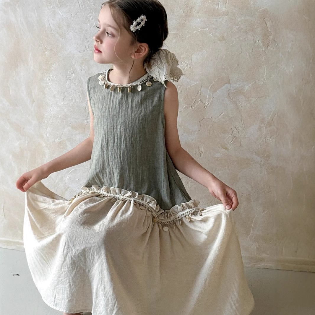 ノースリーブワンピース タッセルフリルノースリーブワンピース【mh0010387】