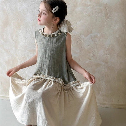 ノースリーブワンピース タッセルフリルノースリーブワンピース【mh0010387】