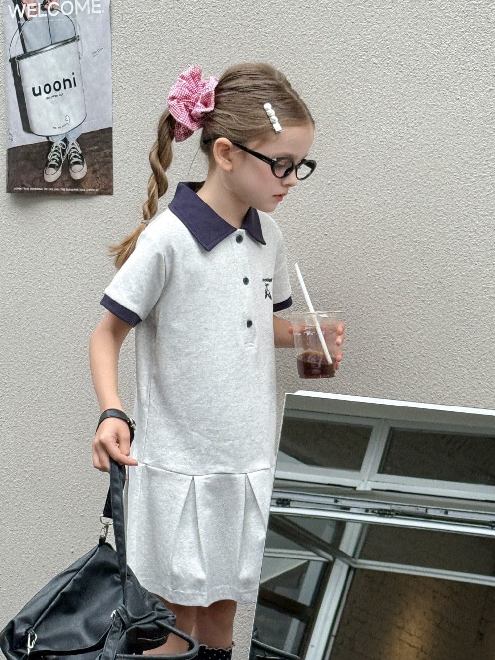 半袖ワンピース ワンポイント刺繍半袖ポロシャツワンピース【mh0010389】