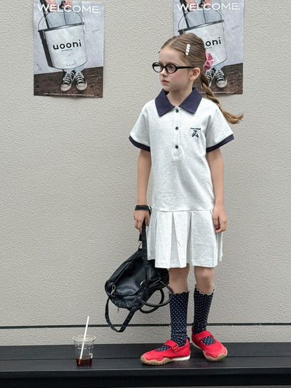 半袖ワンピース ワンポイント刺繍半袖ポロシャツワンピース【mh0010389】