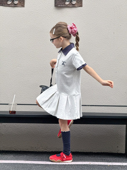 半袖ワンピース ワンポイント刺繍半袖ポロシャツワンピース【mh0010389】