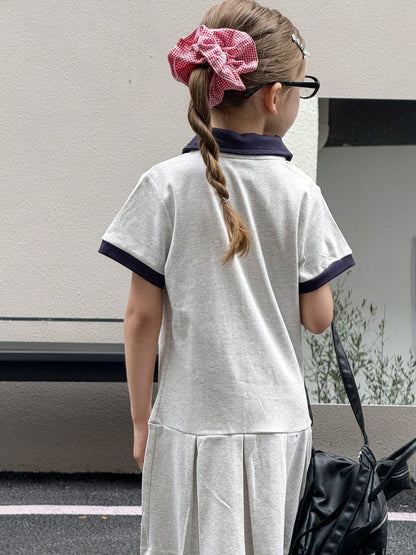 半袖ワンピース ワンポイント刺繍半袖ポロシャツワンピース【mh0010389】