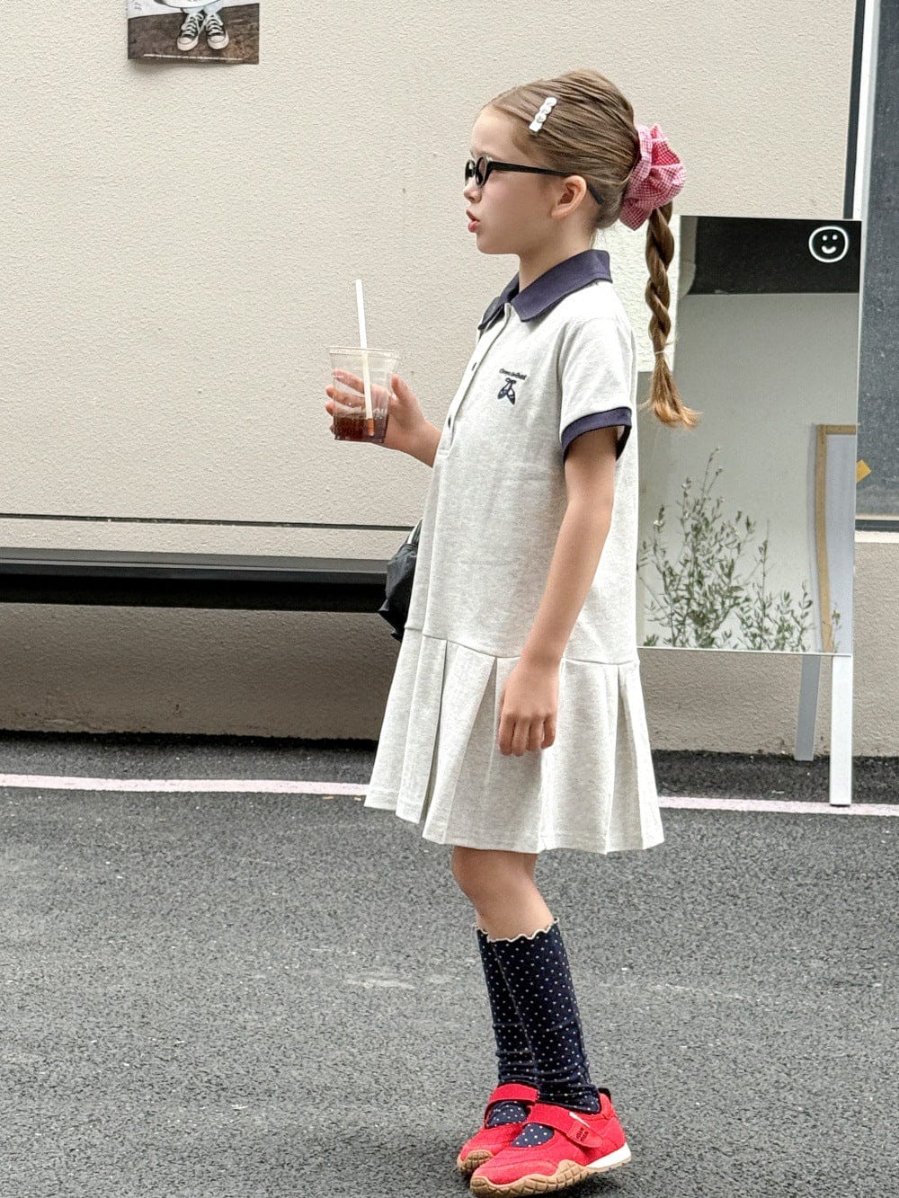 半袖ワンピース ワンポイント刺繍半袖ポロシャツワンピース【mh0010389】