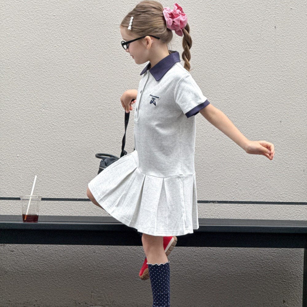 半袖ワンピース ワンポイント刺繍半袖ポロシャツワンピース【mh0010389】