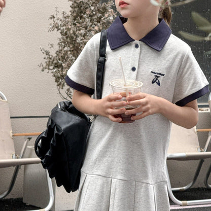 半袖ワンピース ワンポイント刺繍半袖ポロシャツワンピース【mh0010389】