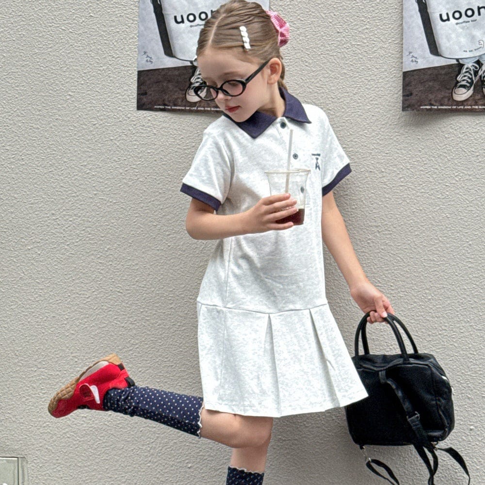 半袖ワンピース ワンポイント刺繍半袖ポロシャツワンピース【mh0010389】