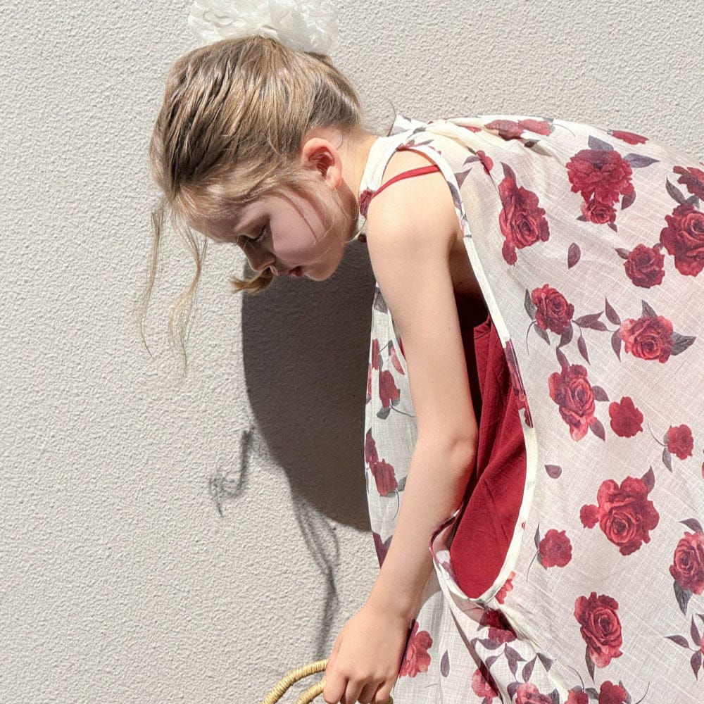 ノースリーブワンピース ローズフラワーホルターネックジレトップス+キャミソールワンピースセット【mh0010391】