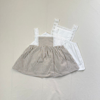 ノースリーブワンピース ショルダーレースキャミソールワンピース【mh0010414】