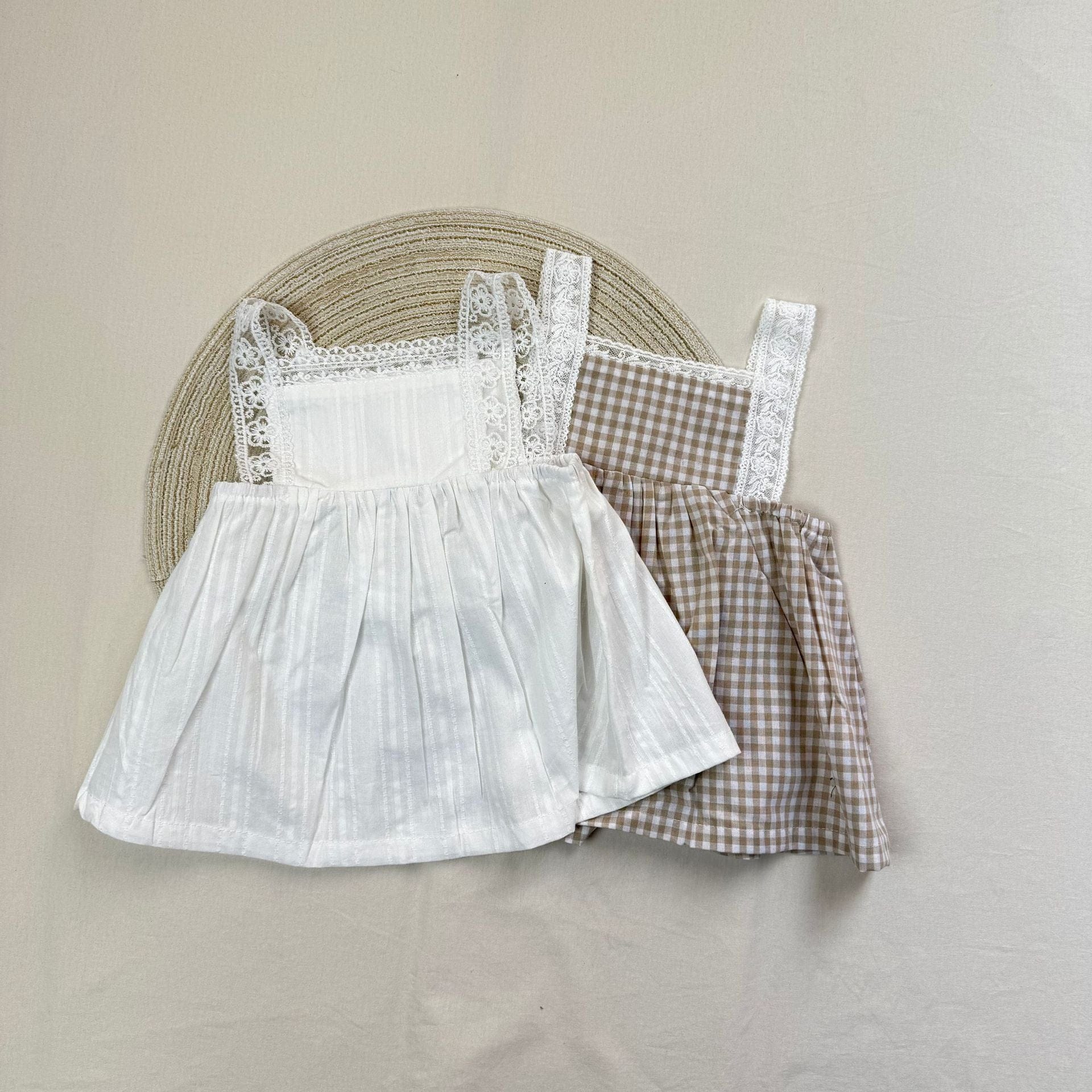 ノースリーブワンピース ショルダーレースキャミソールワンピース【mh0010414】