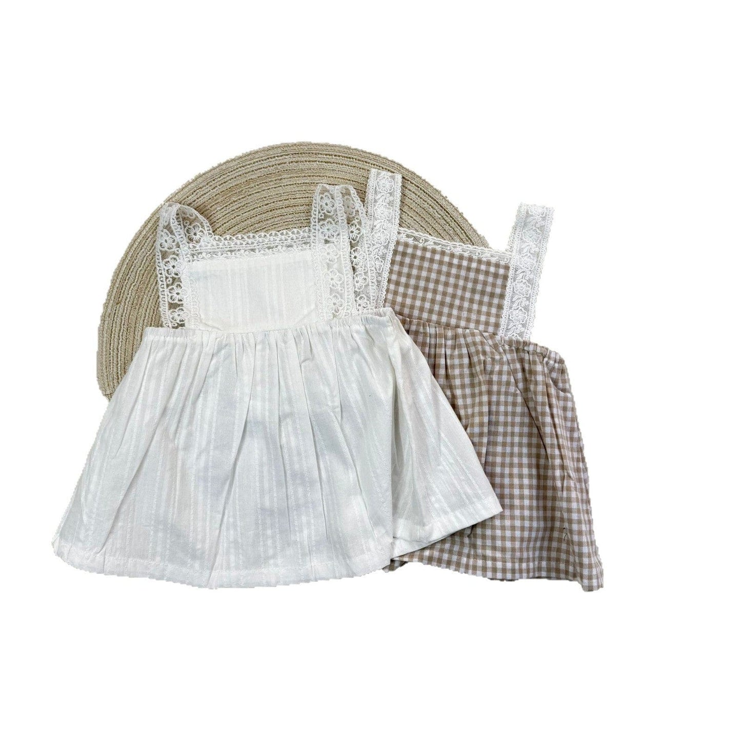 ノースリーブワンピース ショルダーレースキャミソールワンピース【mh0010414】