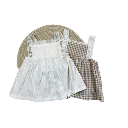 ノースリーブワンピース ショルダーレースキャミソールワンピース【mh0010414】