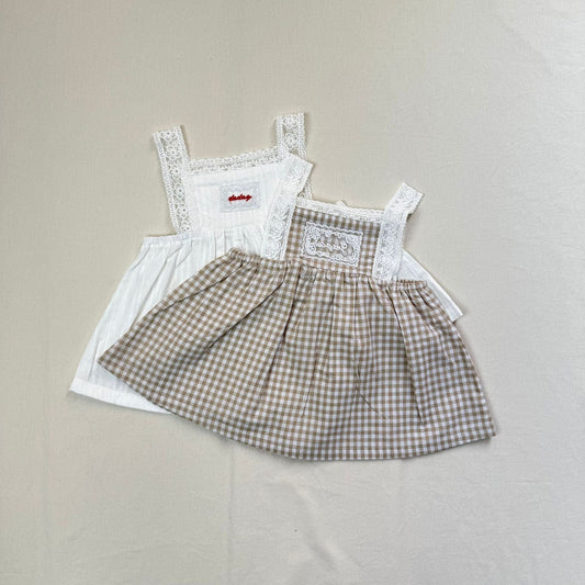 ノースリーブワンピース ショルダーレースキャミソールワンピース【mh0010414】