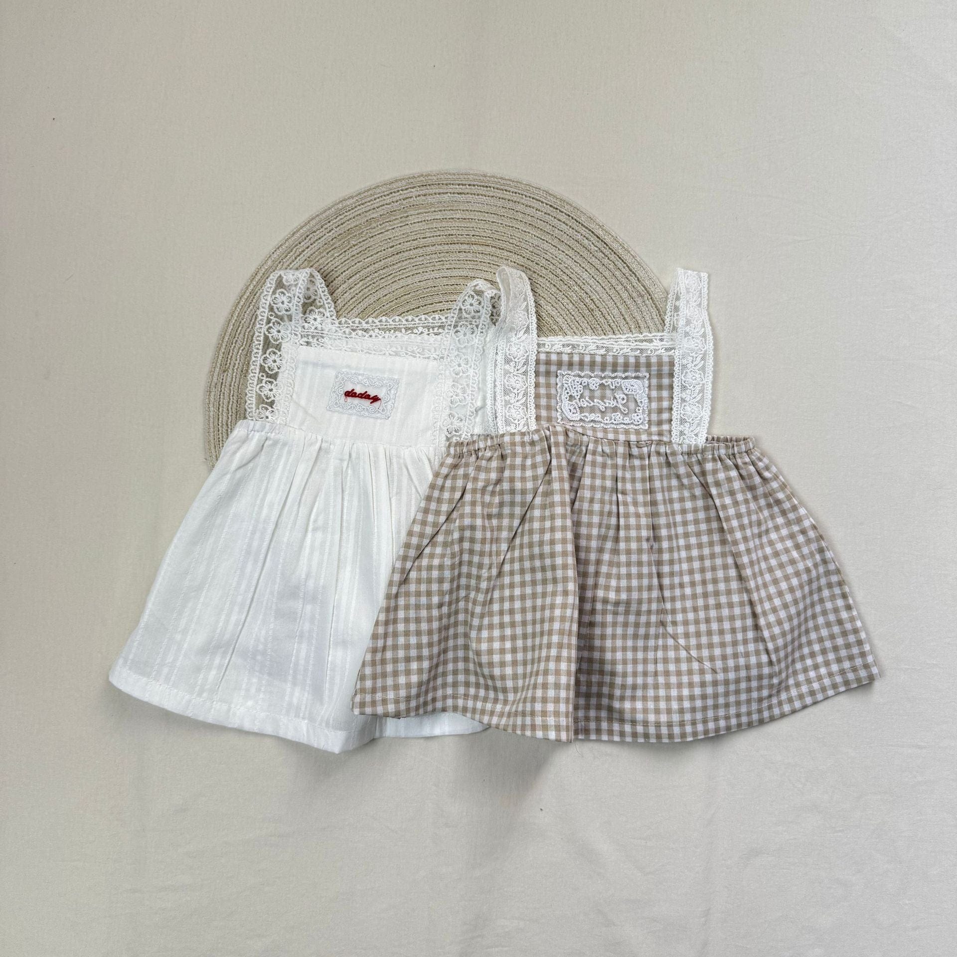 ノースリーブワンピース ショルダーレースキャミソールワンピース【mh0010414】