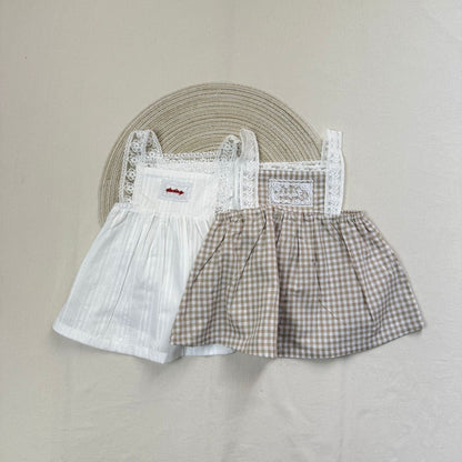 ノースリーブワンピース ショルダーレースキャミソールワンピース【mh0010414】