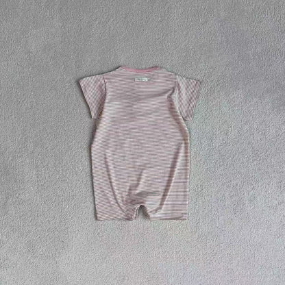 半袖ロンパース ボーダーヘンリーネック半袖ロンパース【mh0010417】