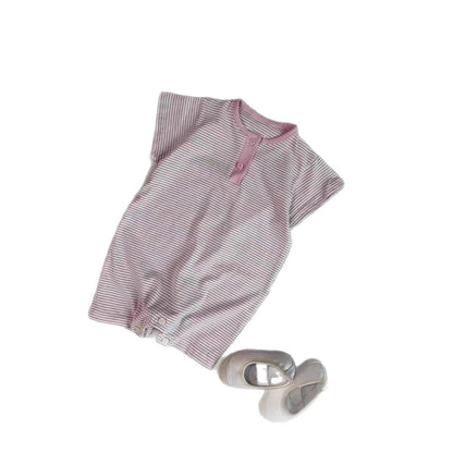 半袖ロンパース ボーダーヘンリーネック半袖ロンパース【mh0010417】