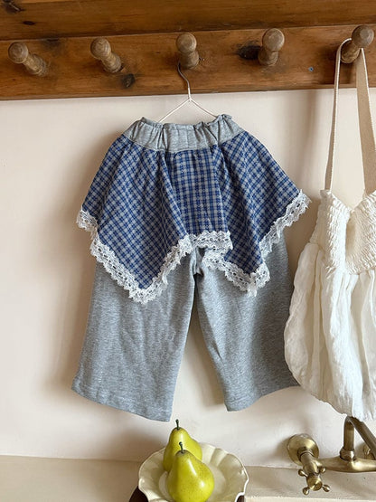 ロングパンツ・スウェットパンツ チェックアシメスカートドッキングスウェットパンツ【mh0010565】