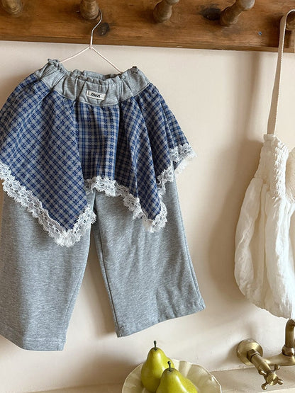 ロングパンツ・スウェットパンツ チェックアシメスカートドッキングスウェットパンツ【mh0010565】