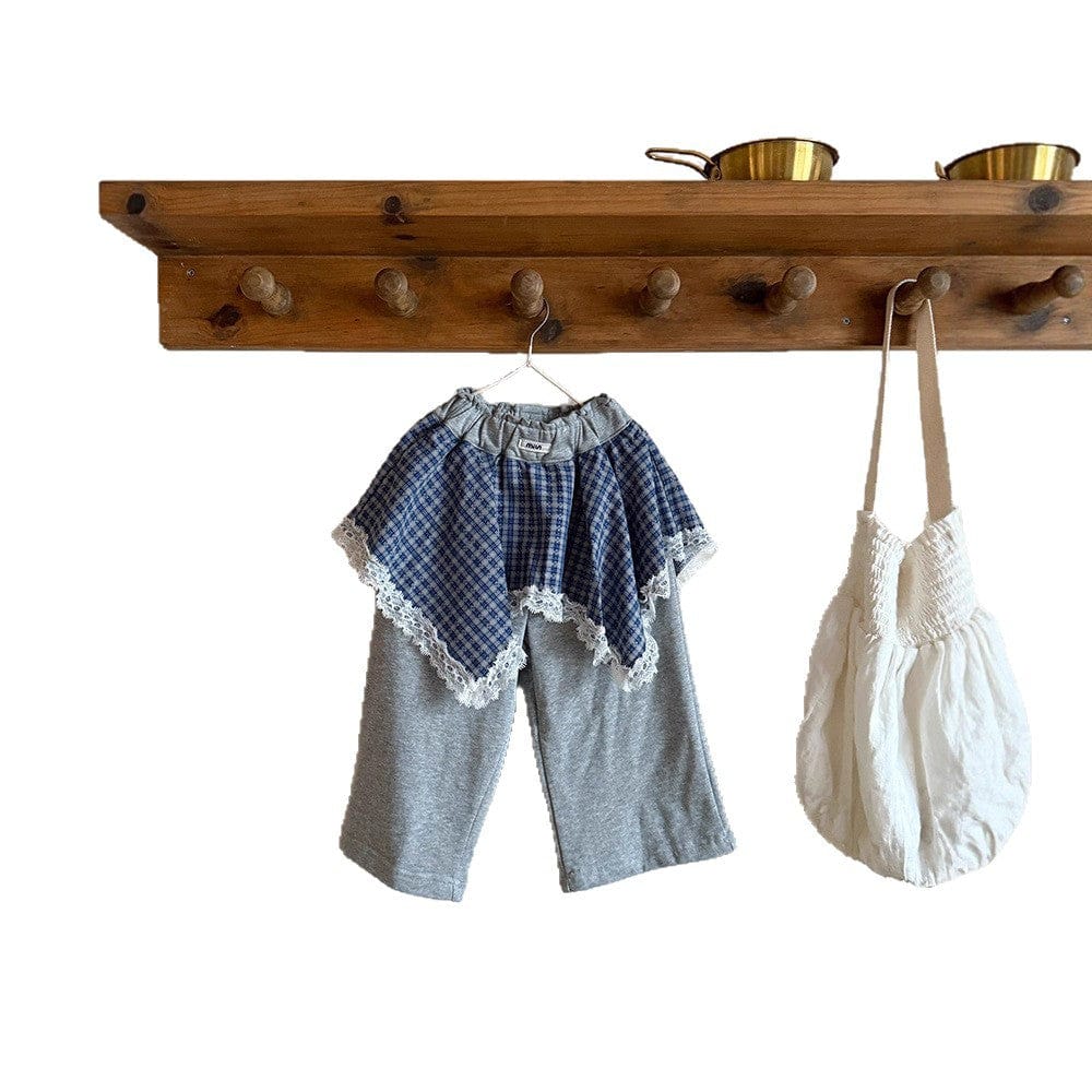 ロングパンツ・スウェットパンツ チェックアシメスカートドッキングスウェットパンツ【mh0010565】