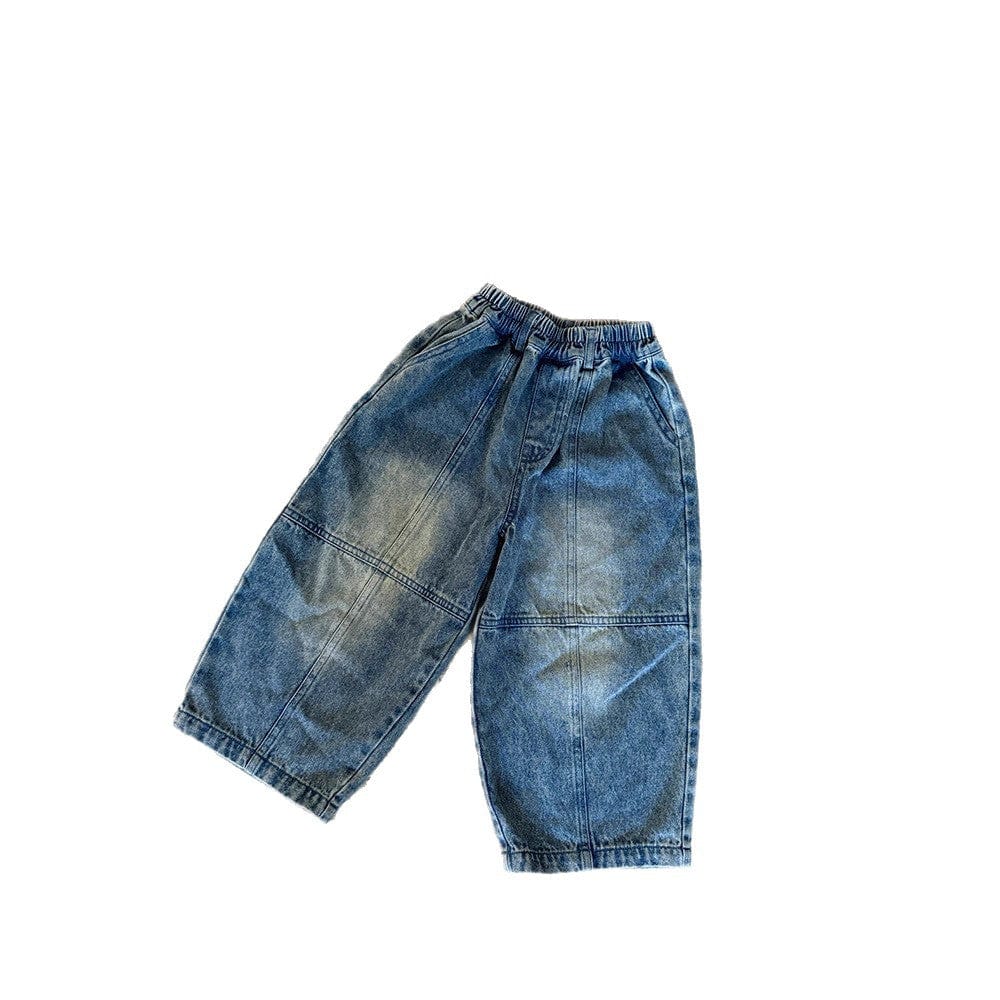 デニムパンツ 切替えステッチルーズデニムパンツジーンズ【mh0010567】