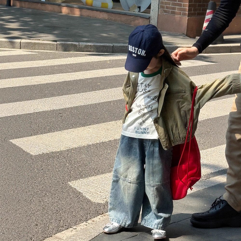 デニムパンツ 切替えステッチルーズデニムパンツジーンズ【mh0010567】