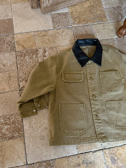 ショートコート・ジャケット・ジャンパー 襟付きブルゾンジャケット【mh0010568】