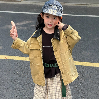 ショートコート・ジャケット・ジャンパー 襟付きブルゾンジャケット【mh0010568】