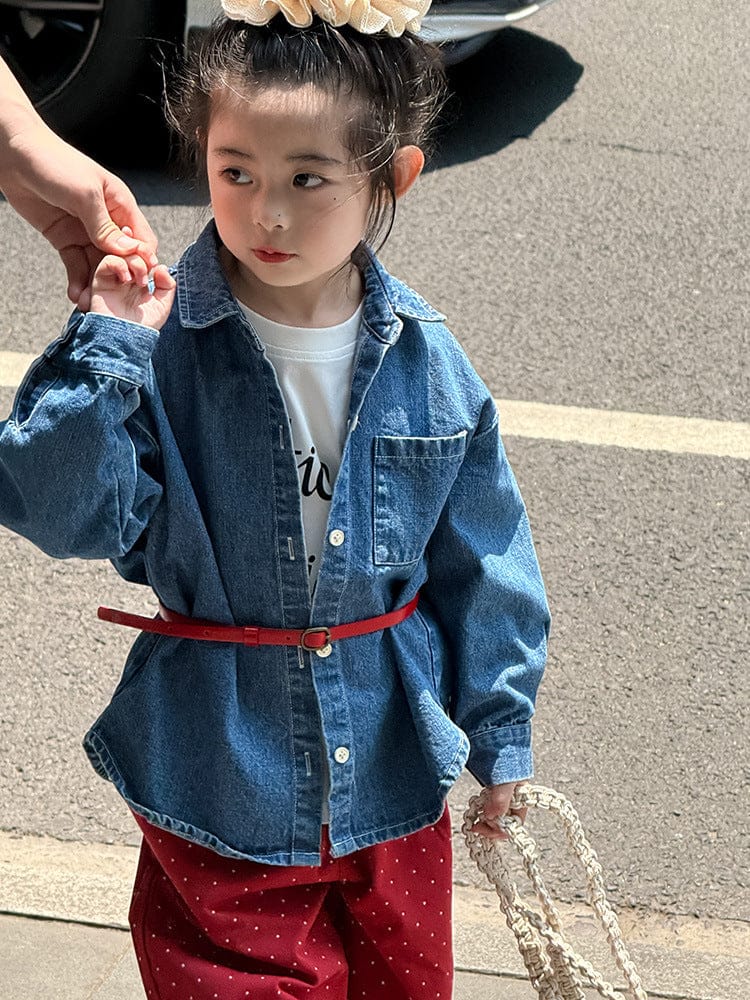 長袖シャツ・ブラウス バックオープンデニム長袖シャツ【mh0010569】