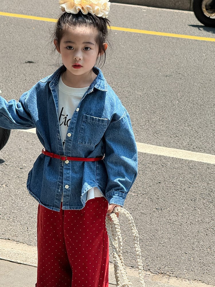 長袖シャツ・ブラウス バックオープンデニム長袖シャツ【mh0010569】