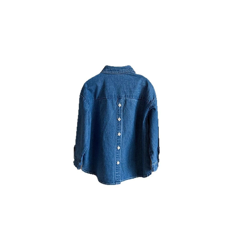 長袖シャツ・ブラウス バックオープンデニム長袖シャツ【mh0010569】