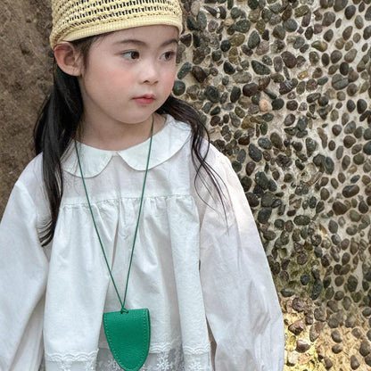 長袖シャツ・ブラウス 裾レース丸襟長袖ブラウス【mh0010572】