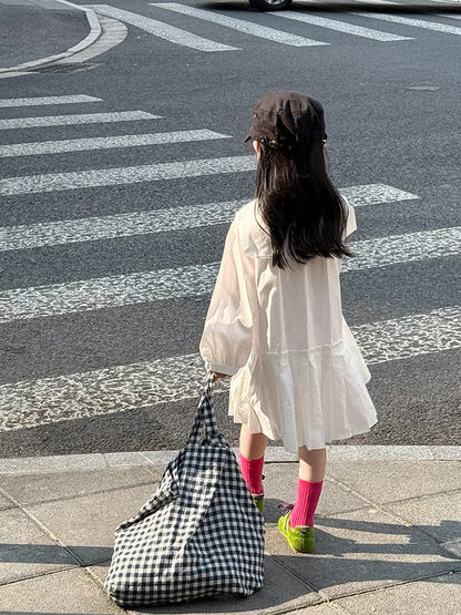 長袖ワンピース フラワー襟プリーツスカート長袖ワンピース【mh0010574】