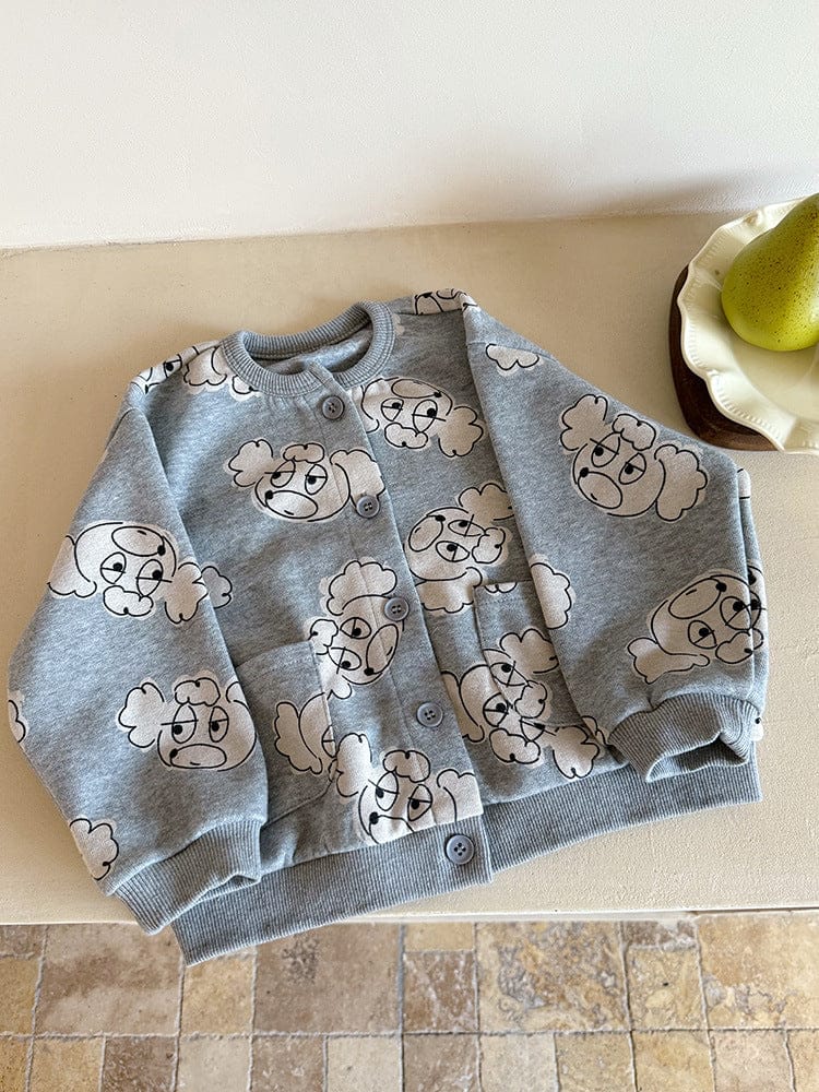 ショートコート・ジャケット・ジャンパー 犬ドッグプリントスウェットブルゾンカーディガン【mh0010578】