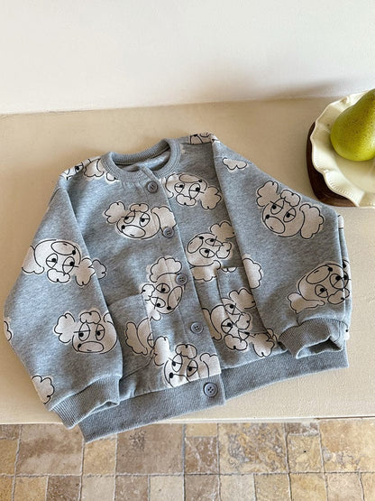 ショートコート・ジャケット・ジャンパー 犬ドッグプリントスウェットブルゾンカーディガン【mh0010578】