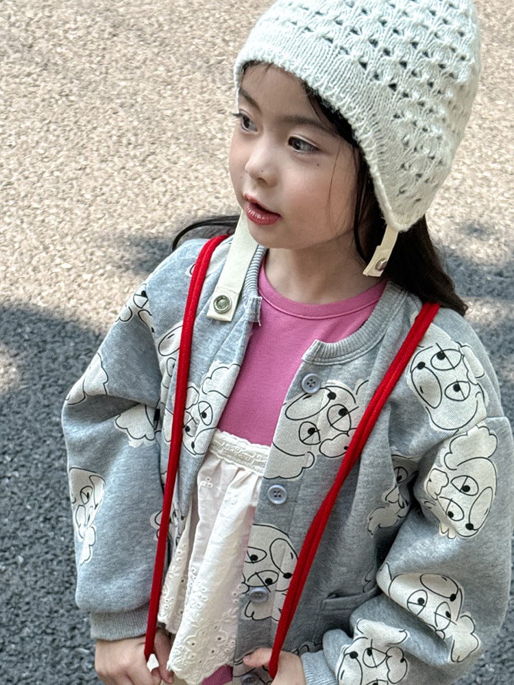 ショートコート・ジャケット・ジャンパー 犬ドッグプリントスウェットブルゾンカーディガン【mh0010578】