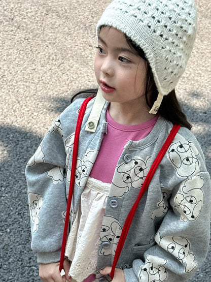 ショートコート・ジャケット・ジャンパー 犬ドッグプリントスウェットブルゾンカーディガン【mh0010578】