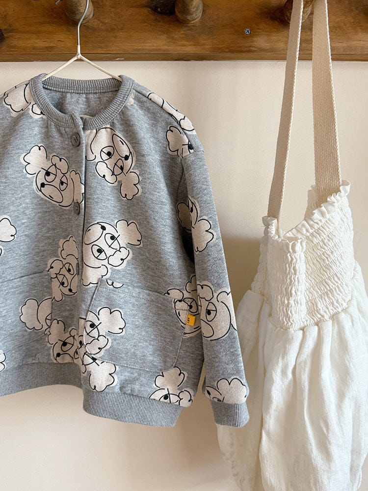 ショートコート・ジャケット・ジャンパー 犬ドッグプリントスウェットブルゾンカーディガン【mh0010578】