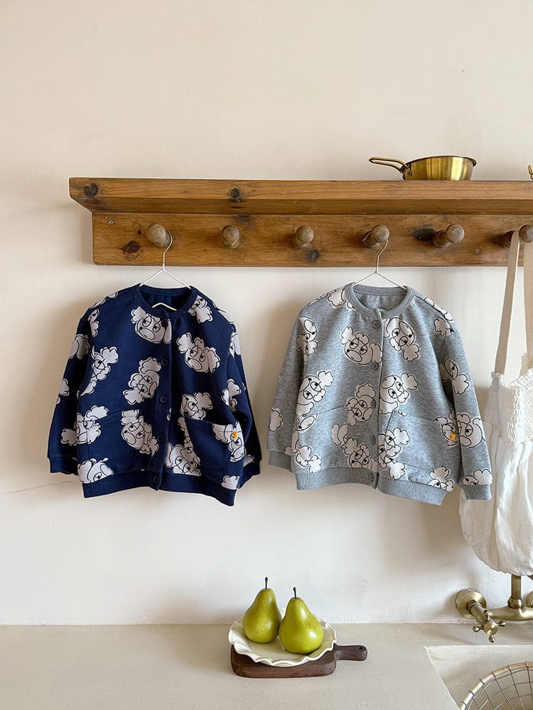 ショートコート・ジャケット・ジャンパー 犬ドッグプリントスウェットブルゾンカーディガン【mh0010578】