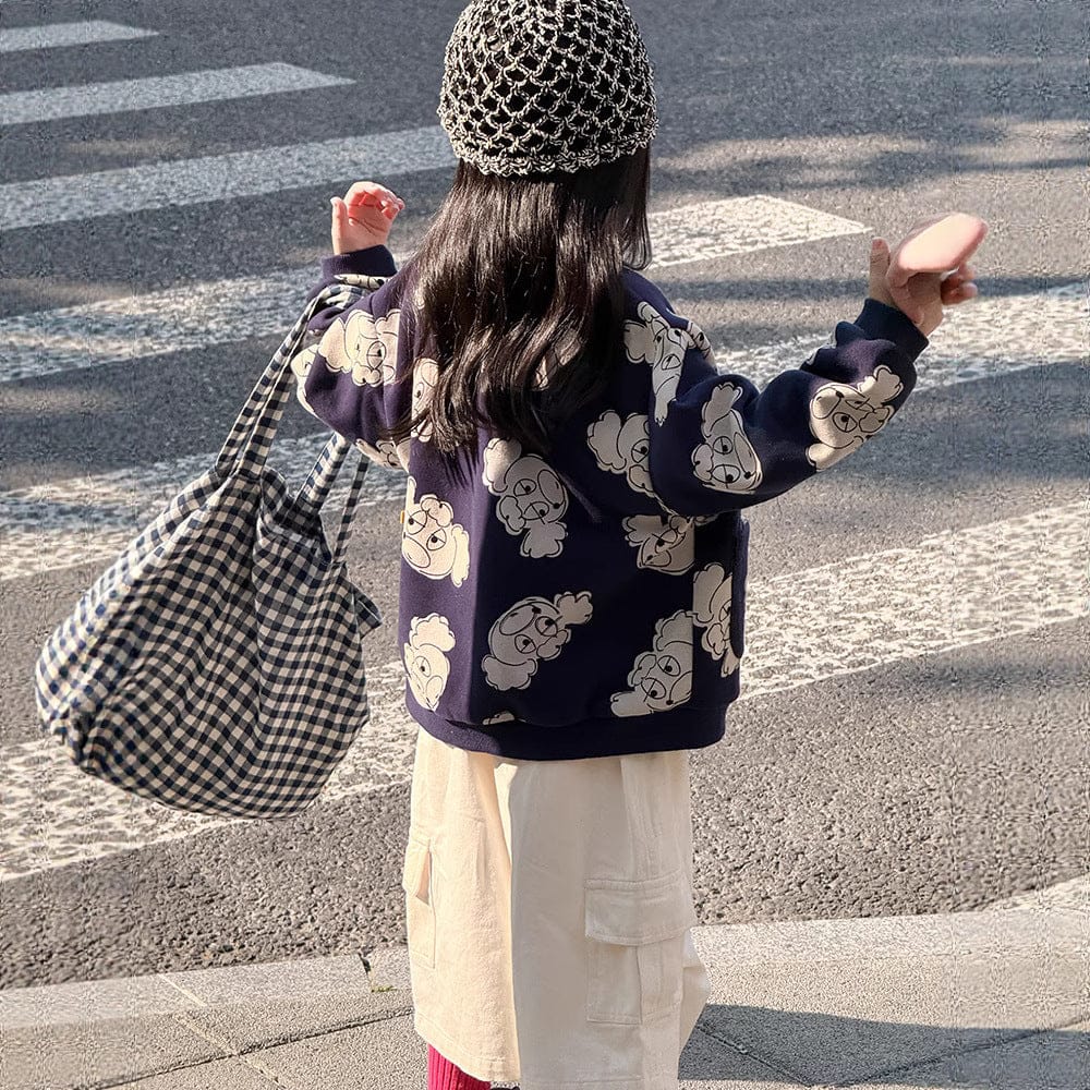 ショートコート・ジャケット・ジャンパー 犬ドッグプリントスウェットブルゾンカーディガン【mh0010578】