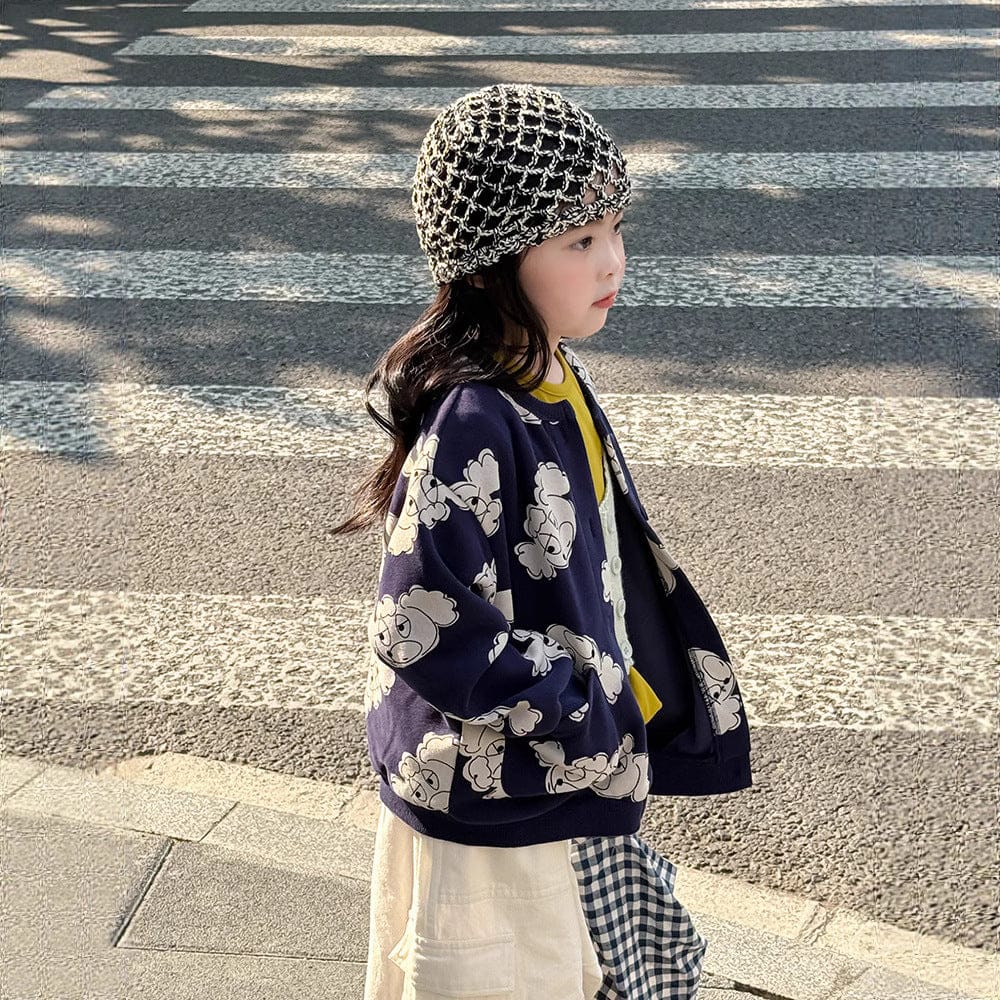 ショートコート・ジャケット・ジャンパー 犬ドッグプリントスウェットブルゾンカーディガン【mh0010578】