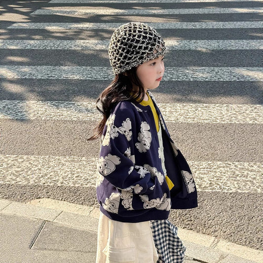 ショートコート・ジャケット・ジャンパー 犬ドッグプリントスウェットブルゾンカーディガン【mh0010578】