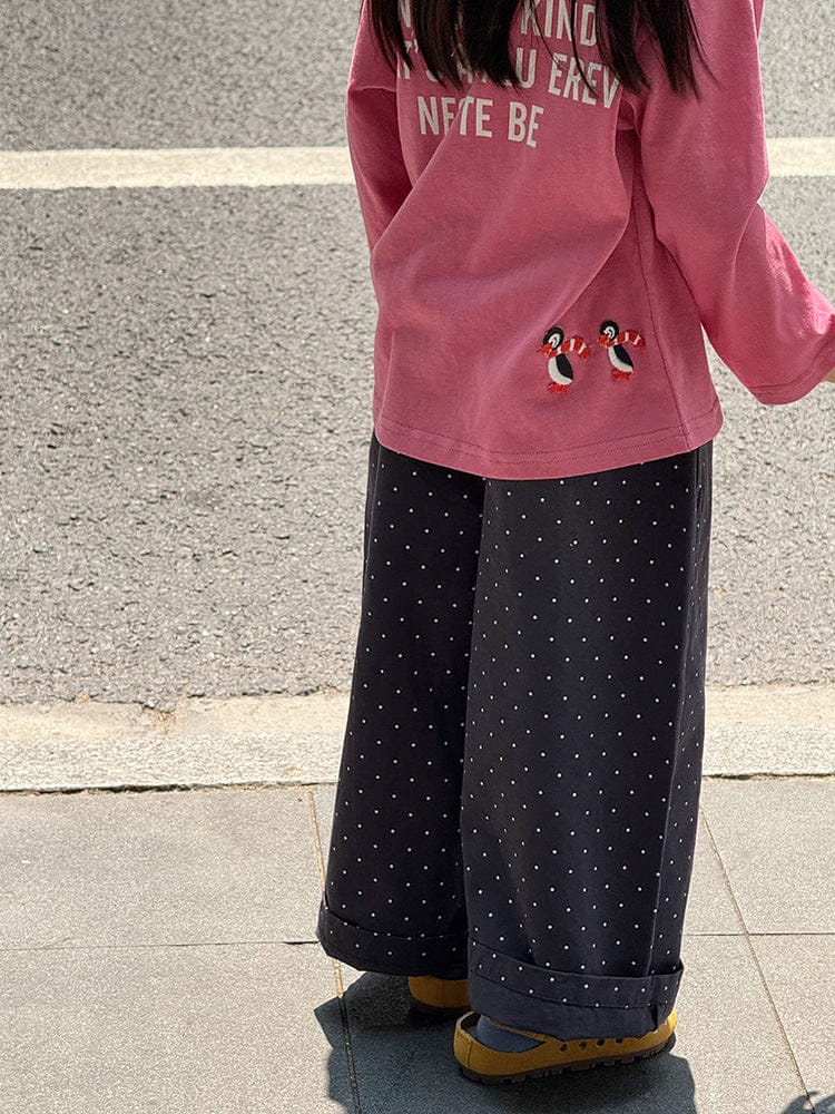 ロングパンツ・スウェットパンツ ピンドットロングワイドルーズパンツ【mh0010582】